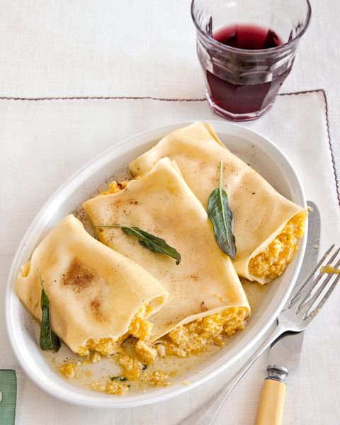 pumpkin cannelloni with sage brown butter sauce