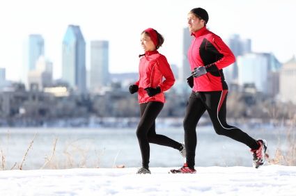 Two Runners in Snow Winter
