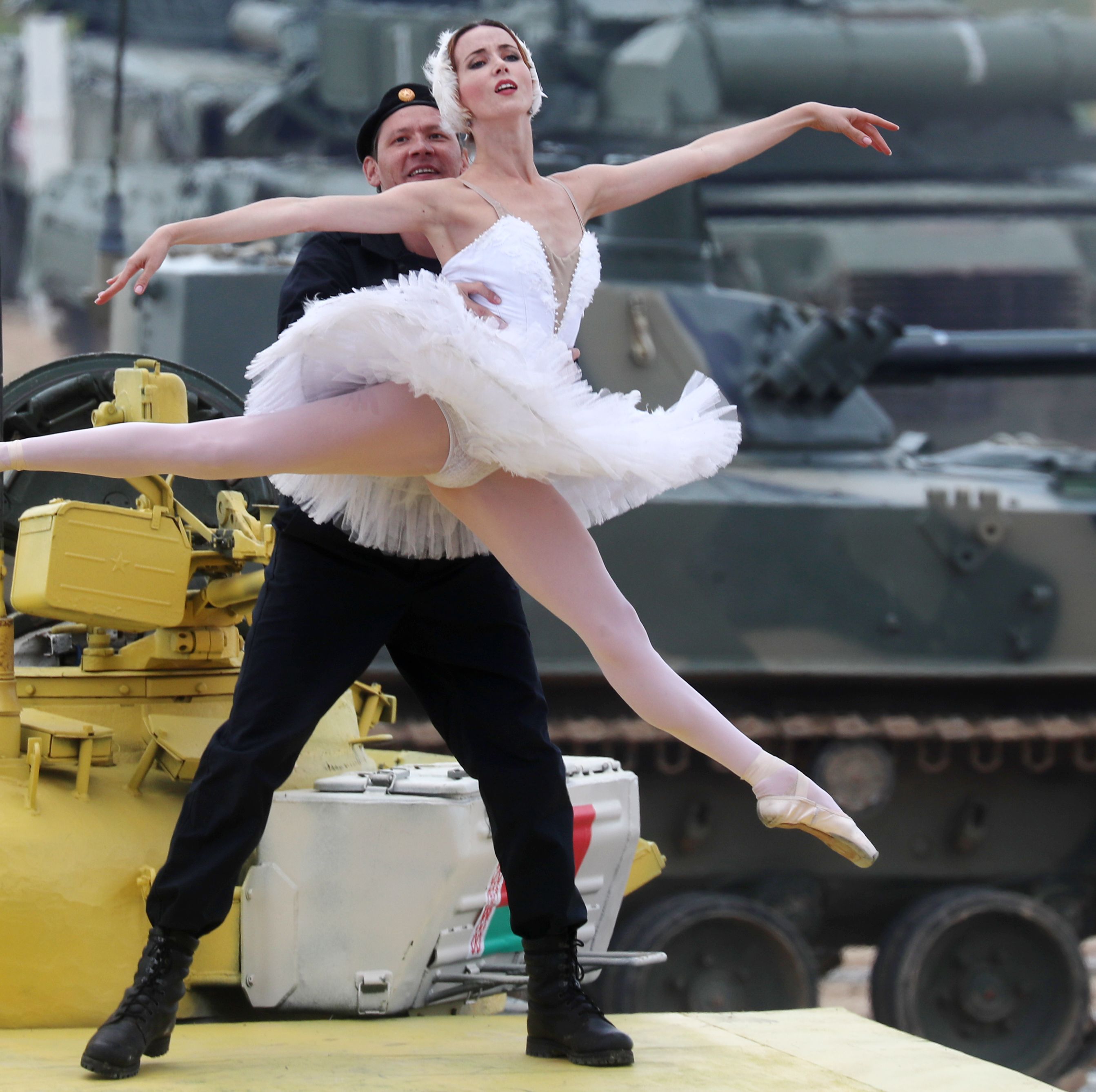 Watch Ballerinas Dance on Tanks in Russia