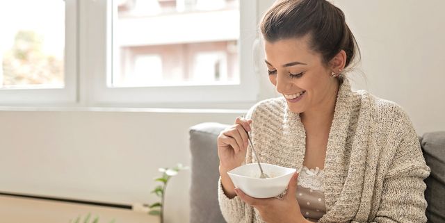 woman eating an oatmeal