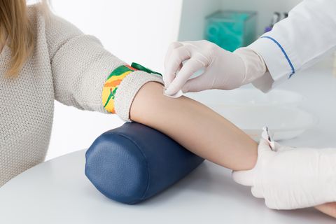A woman getting ready for a blood test
