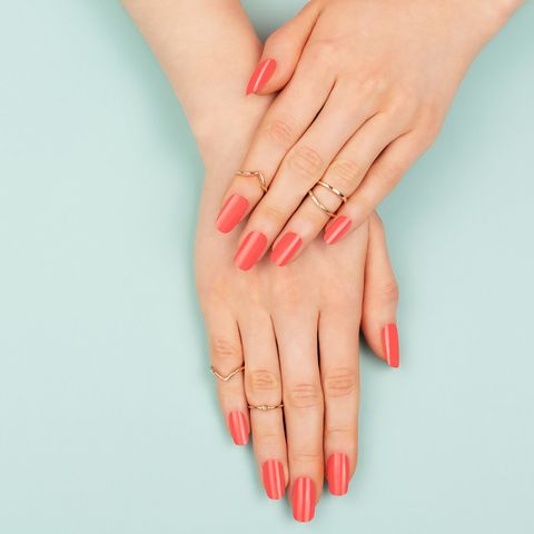woman hands on blue background