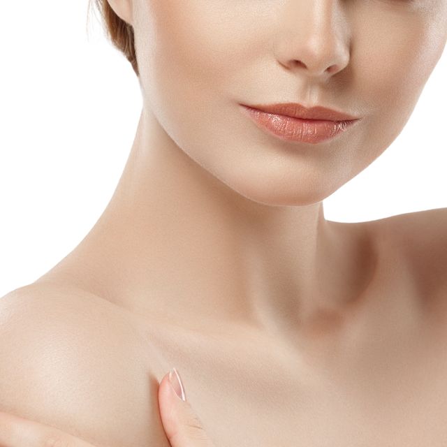 woman neck shoulder lips nose chin cheeks