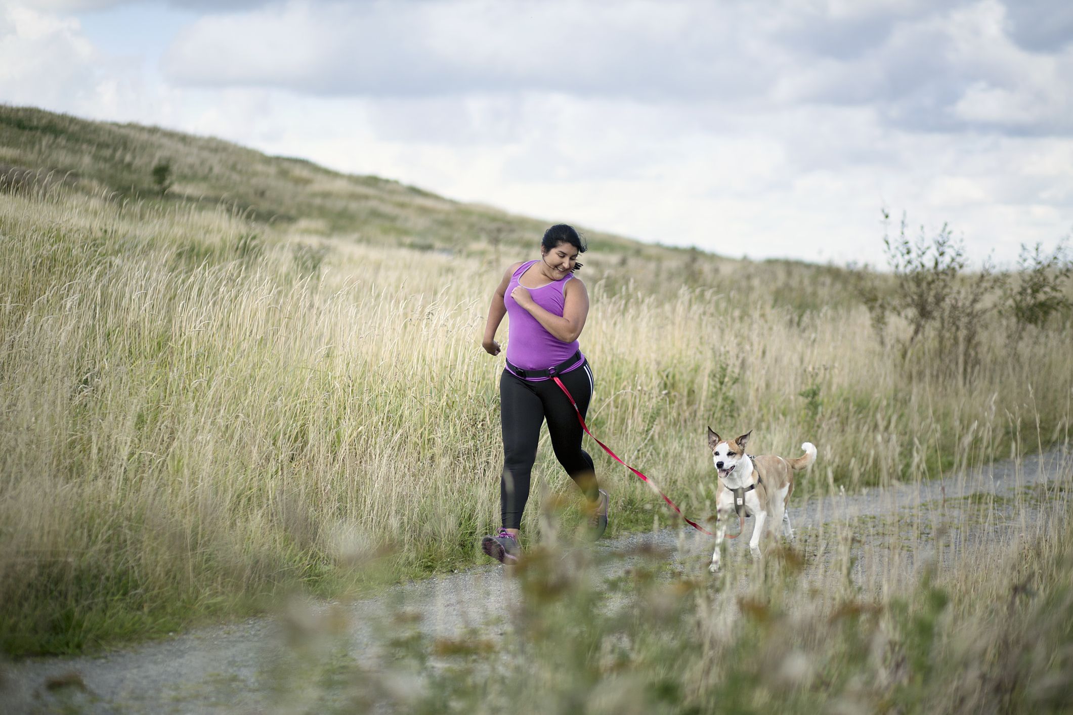 running with dog and stroller