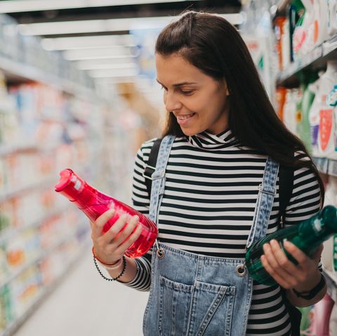 woman searches supermarket