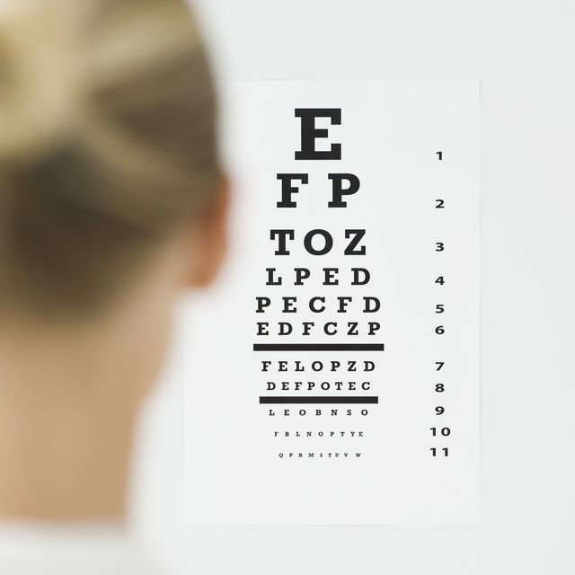 Woman taking eye exam