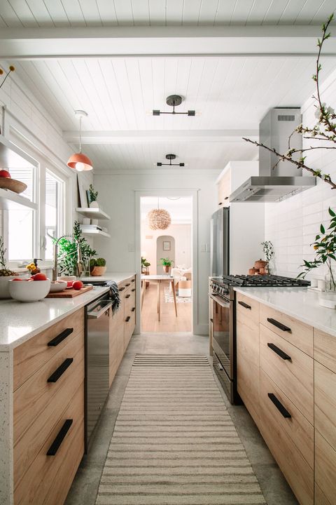 wood cabinet galley kitchen from galley kitchen design ideas