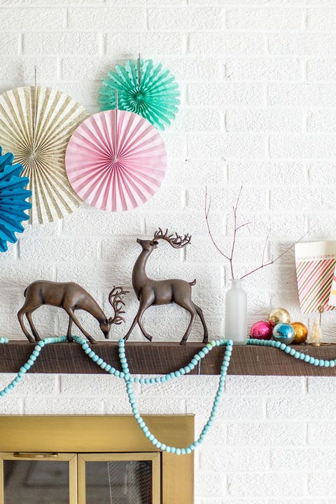 wooden bead garland diy christmas mantel decor