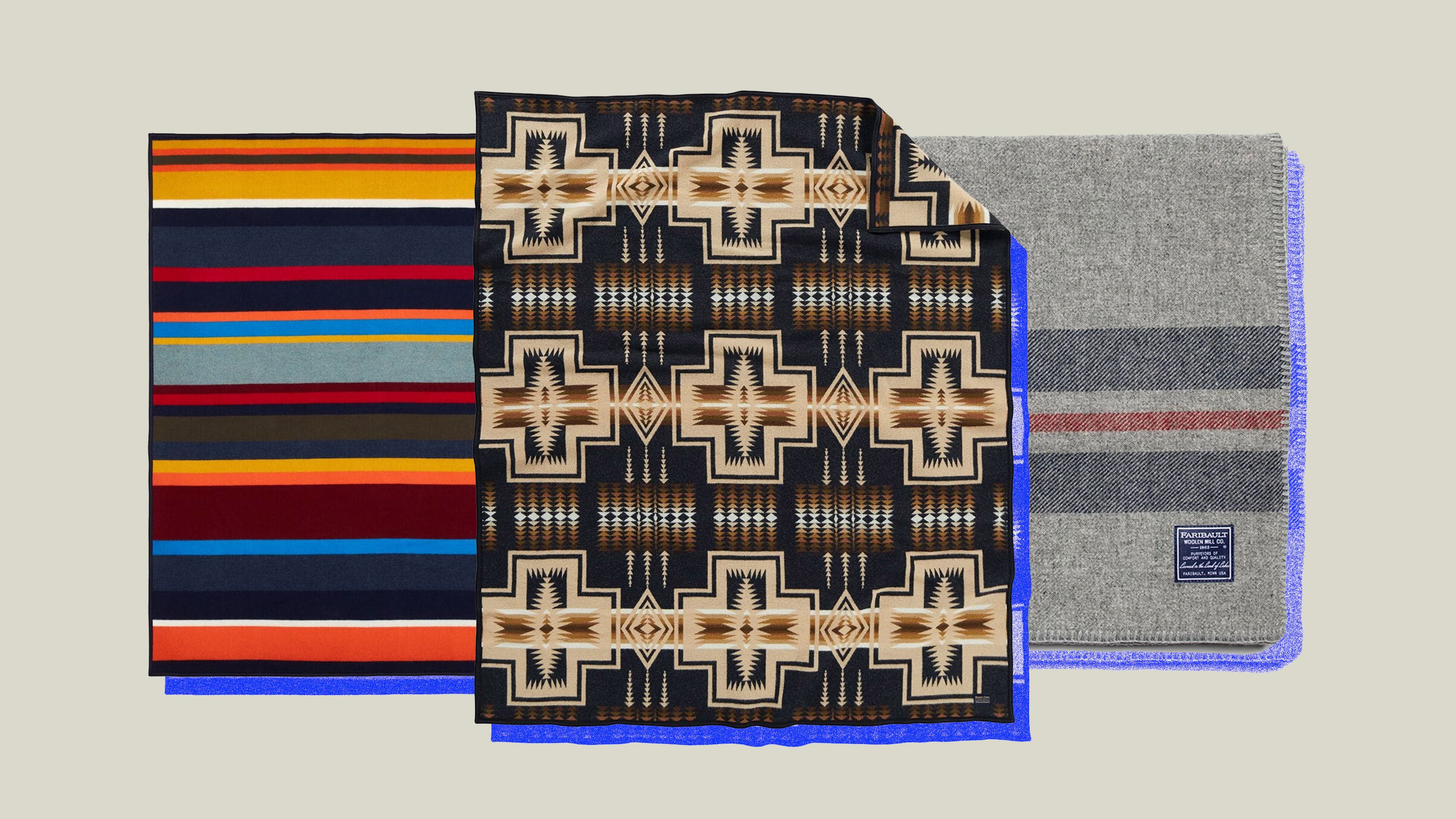 Wool Blanket Braun with Fringes Bedspread Blanket 100% Lambswool 140x220cm 