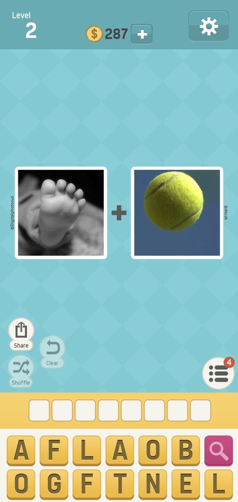 pun apps round pictogram with picture of baby foot and tennis ball