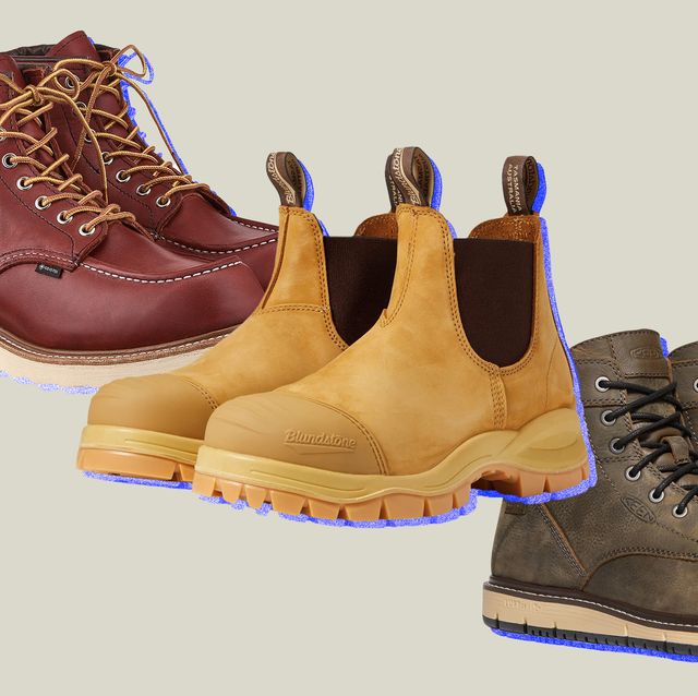 collage of three pairs of work boots