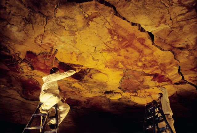 working of the replica of altamira cave reproduction of the painting over the rocks