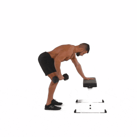 Standing Dumbbell Single Arm Supported Row