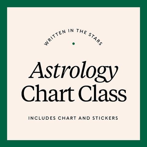 a logo that reads written in the stars astrology chart class includes chart and stickers