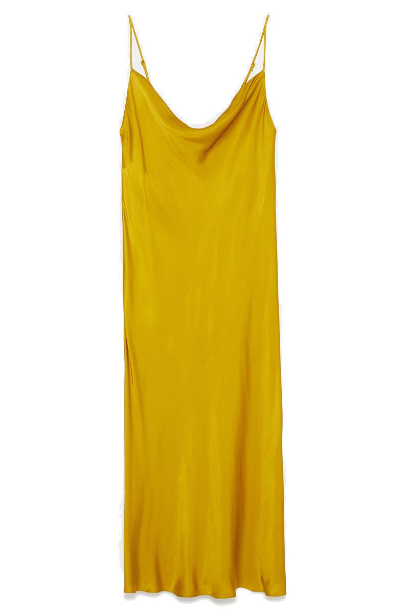 zara mustard strappy dress
