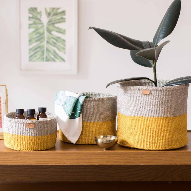 yellow and grey duo colour block basket