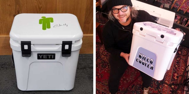 yeti coolers decorated by musicians