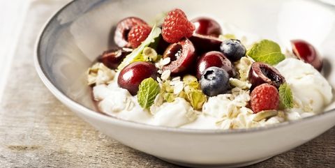 yogurt with cherries and fruit
