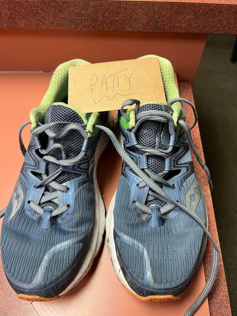 Kara Phelps won the 2022 York Marathon wearing a pair of shoes owned by Patty Stirk