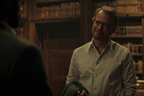 you l to r penn badgley as joe goldberg, greg kinnear as tom lockwood in episode 407 of you cr courtesy of netflix © 2023