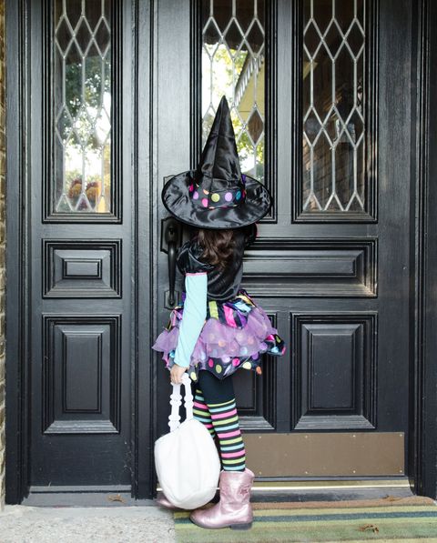 Young girl dressed up for Halloween.