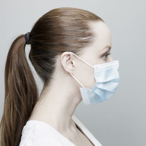 young woman wearing a surgical mask
