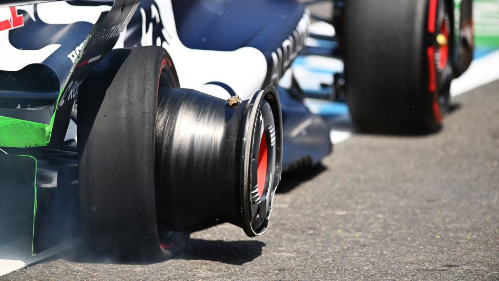 F1 Driver Yuki Tsunoda's Tire Rolls Away, Memes Ensue