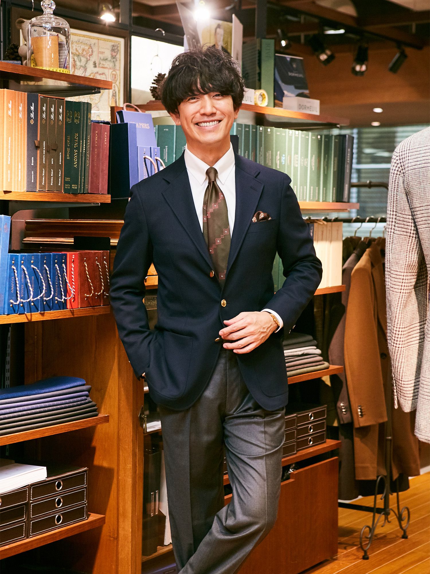 良好品】 azabu tailor オーダーメイド スリーピース スーツ ネイビー