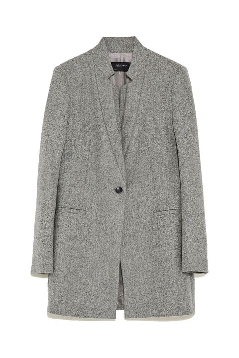 Clothing, Outerwear, Jacket, Blazer, Grey, Sleeve, Suit, Coat, Beige, Collar, 