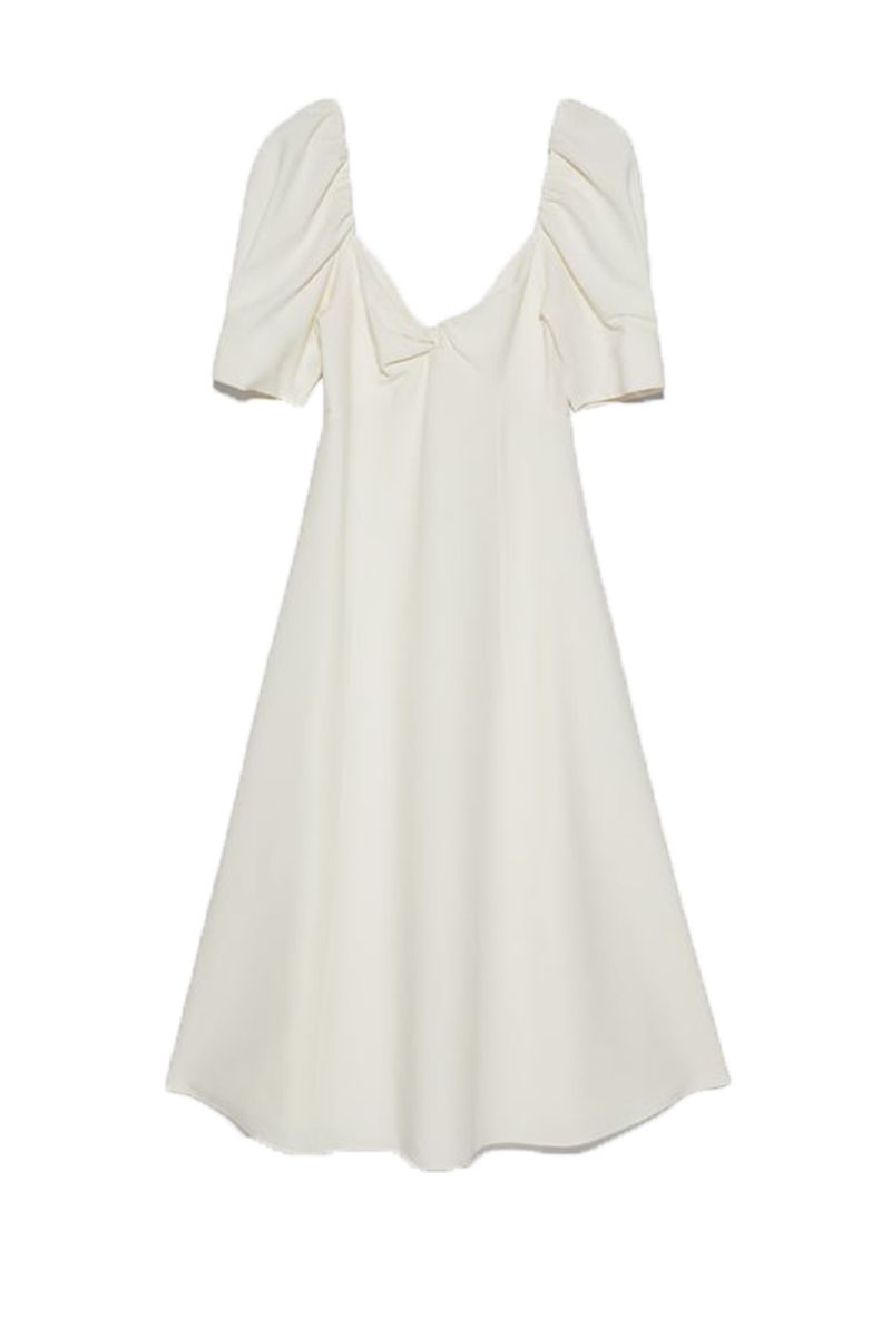 zara linen dress white