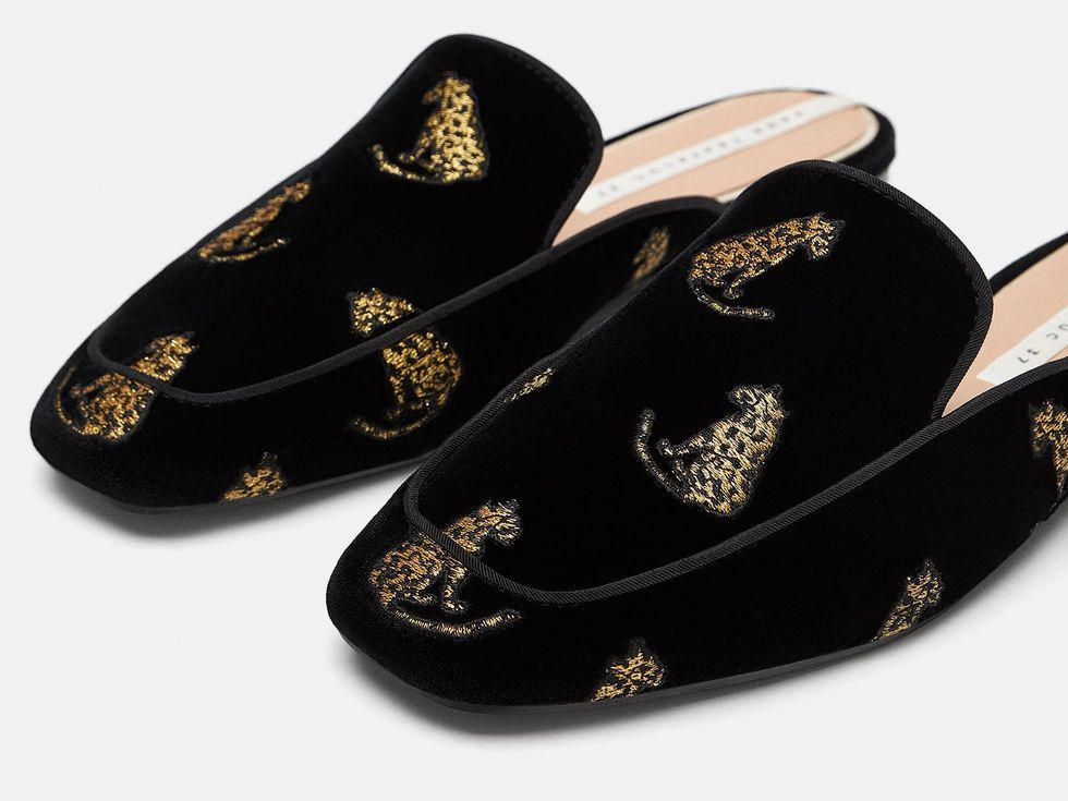 Zara's Velvet Mules With Leopard Print 
