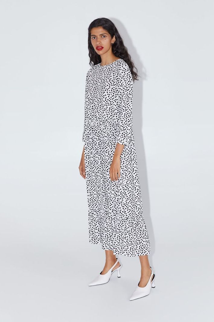 zara midi polka dot dress