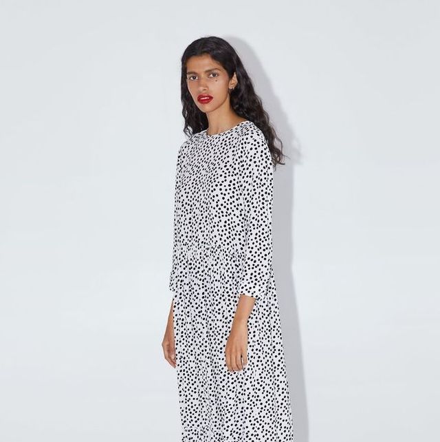 Zara 2019 black and white polkadot polka dot dress