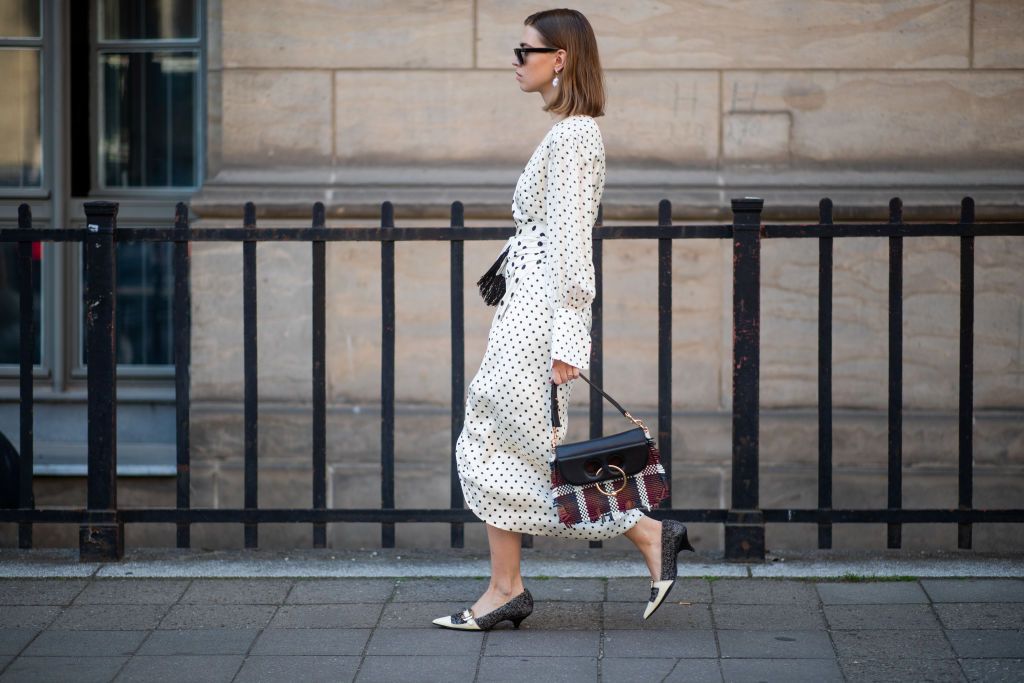 white dress with black polka dots zara