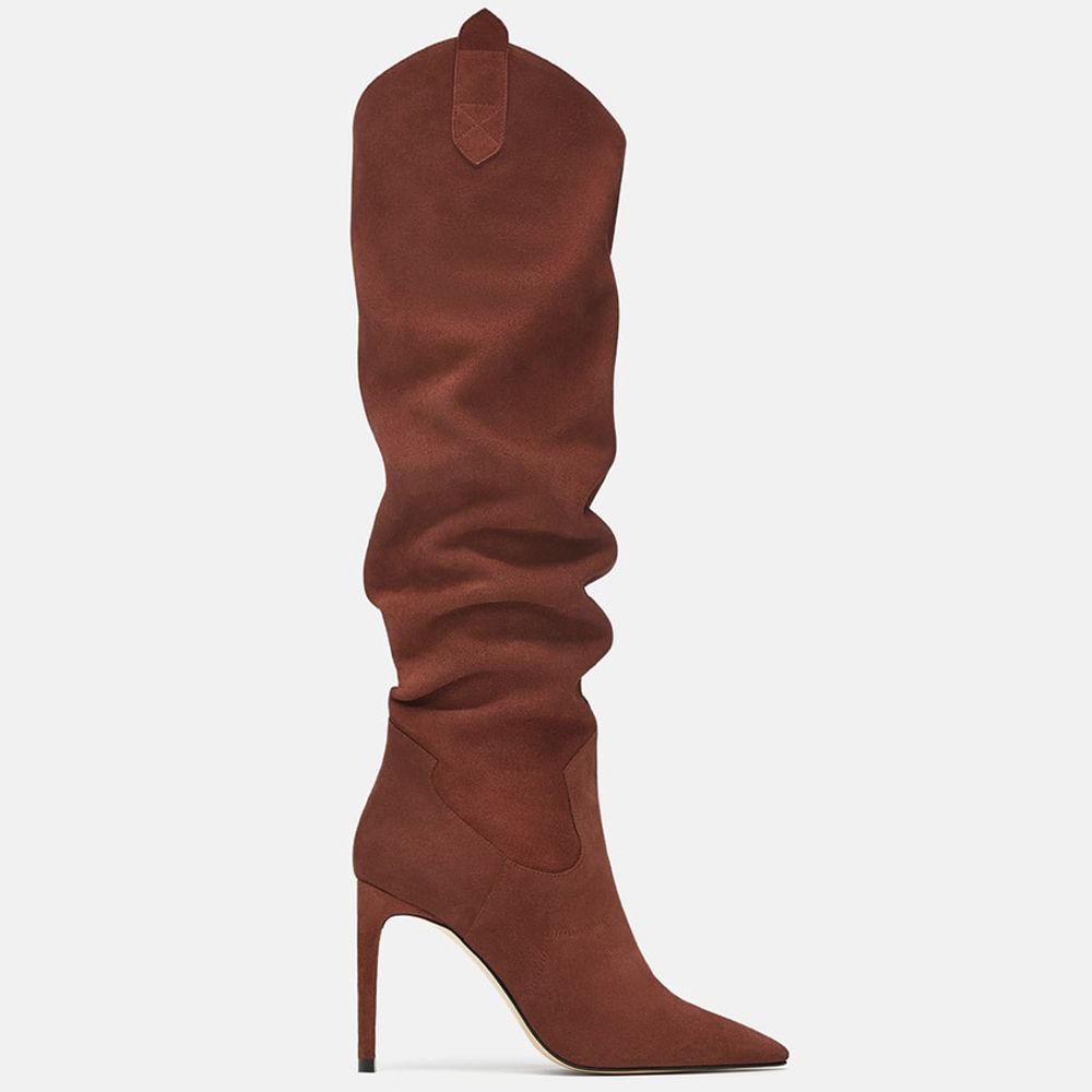 red over the knee boots zara