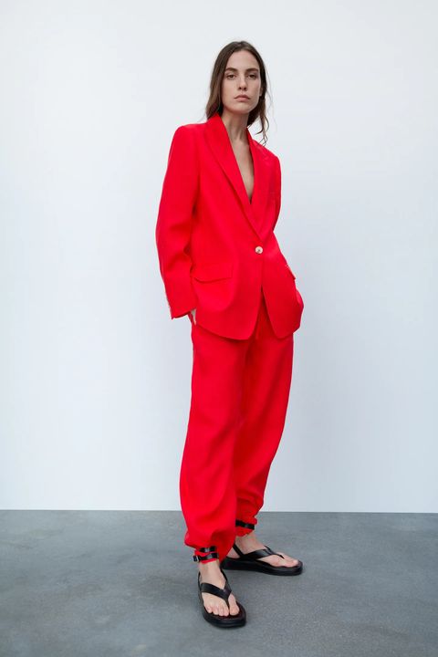 Chaqueta de traje mujer ZARA blazer roja talla 38 M