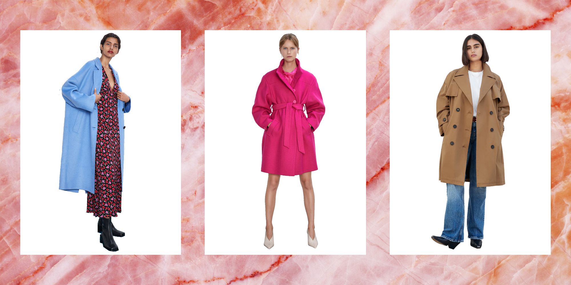 WOMEN FASHION Coats Basic Zara Long coat Pink S discount 71% 