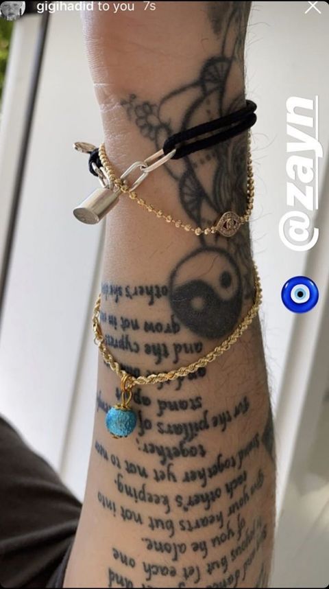 zayn malik's arm on instagram