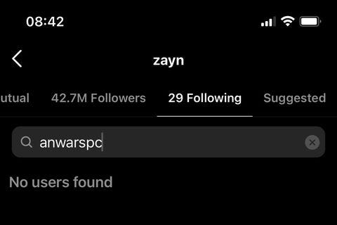 zayn not following anwar hadid on instagram