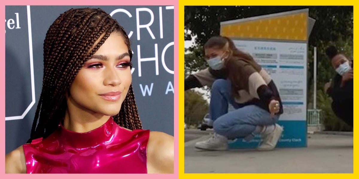 Zendaya just showcased chunky blonde highlights while voting