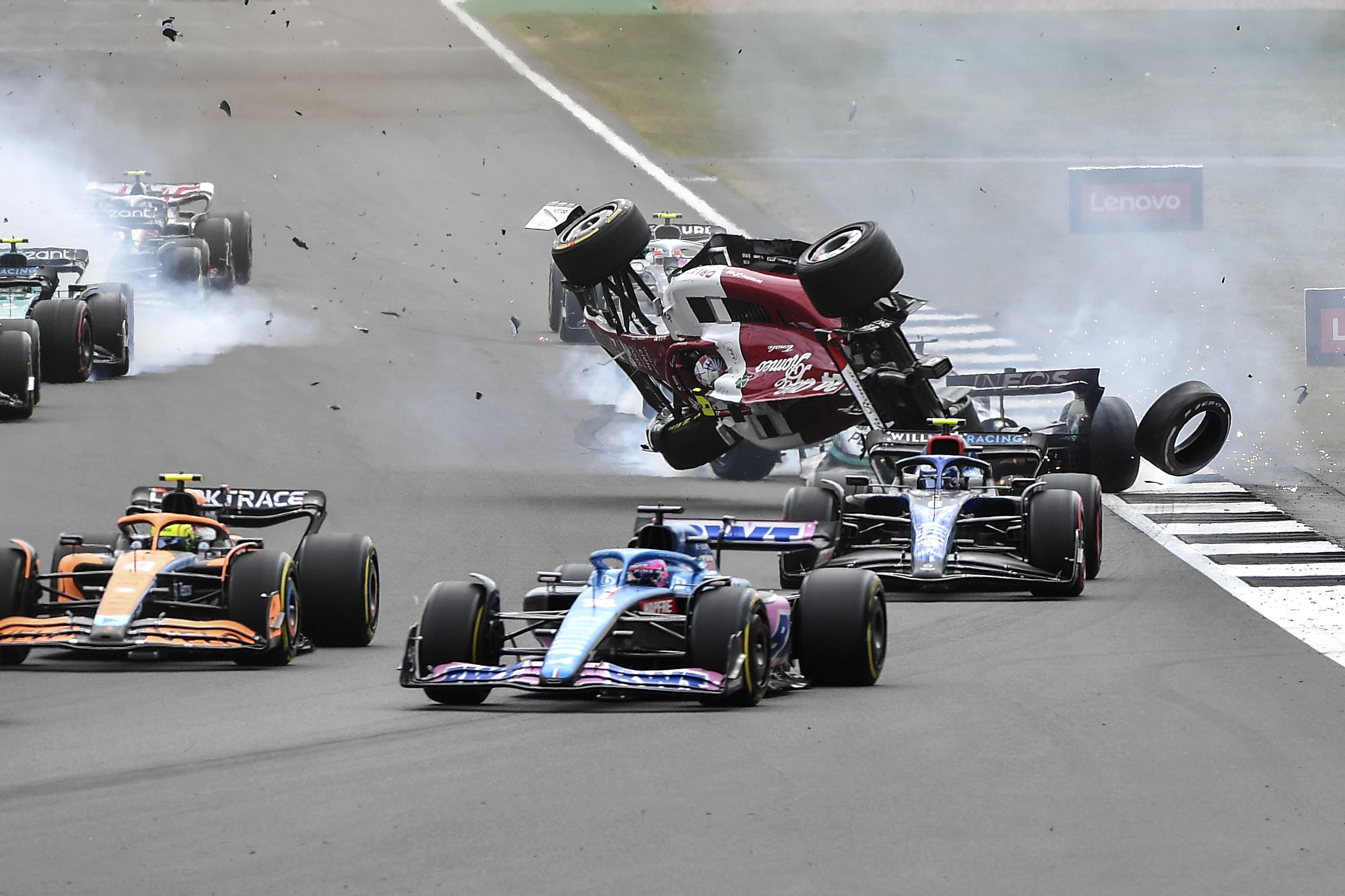 Video: Zhou Guanyu's Terrifying Crash on Opening Lap Mars F1 British Grand  Prix