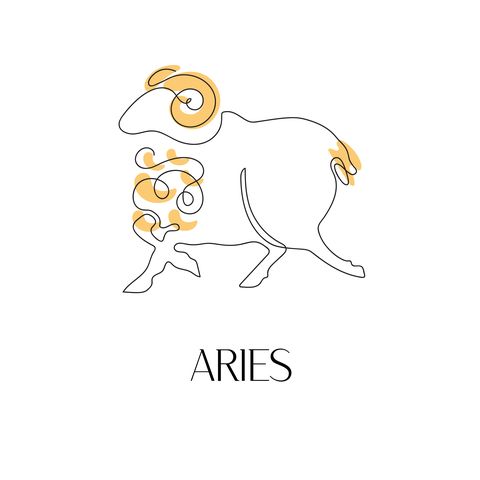 zodiac sign aries one line vector illustration in the style of minimalism