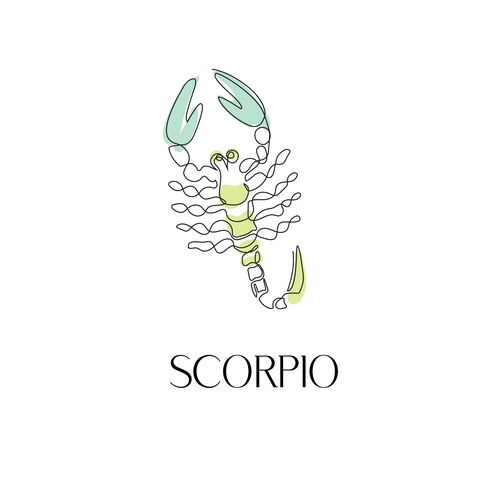 zodiac sign scorpio one line vector illustration in the style of minimalism