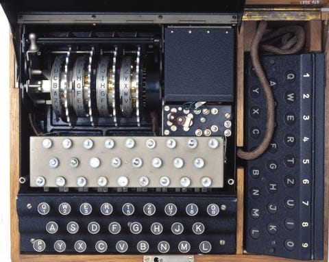 four rotor german enigma machine made during world war ii