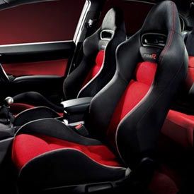 Motor vehicle, Mode of transport, Automotive design, Steering part, Transport, Steering wheel, Red, Car seat, White, Car seat cover, 