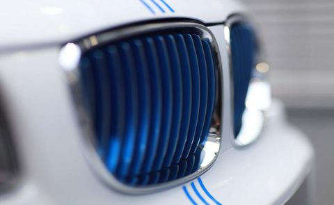 Motor vehicle, Blue, Automotive design, Automotive exterior, Grille, White, Light, Azure, Electric blue, Close-up, 