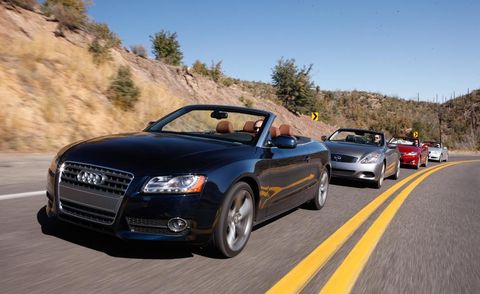 2010 audi a5 20t quattro cabriolet, 2009 infiniti g37 sport convertible, 2010 lexus is350c, and 2010 bmw 328i convertible