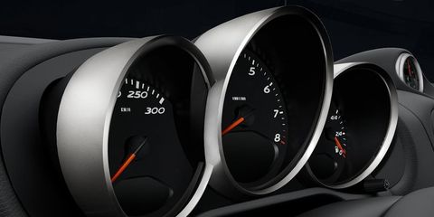 Automotive design, Speedometer, Orange, Font, Carmine, Gauge, Measuring instrument, Tachometer, Luxury vehicle, Circle, 