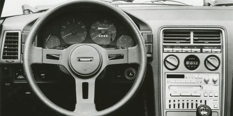 Motor vehicle, Steering part, Steering wheel, Transport, White, Center console, Speedometer, Classic car, Gauge, Black, 