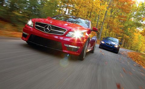 2012 mercedesbenz c63 amg coupe and 2012 bmw m3 coupe